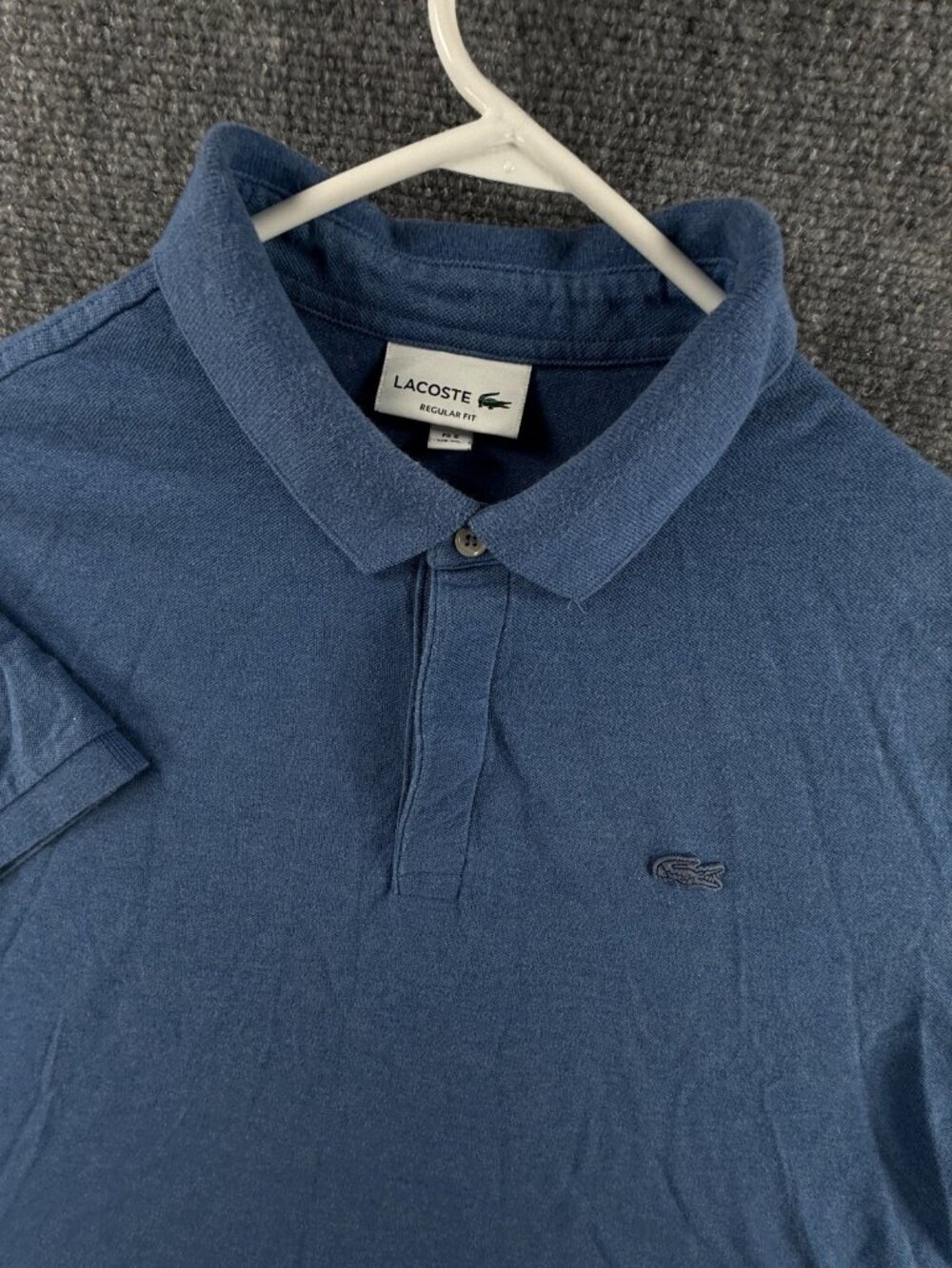 Lacoste Hidden Buttons Blue Polo Shirt Men Croc Logo Cotton Regular Size 6 Adult